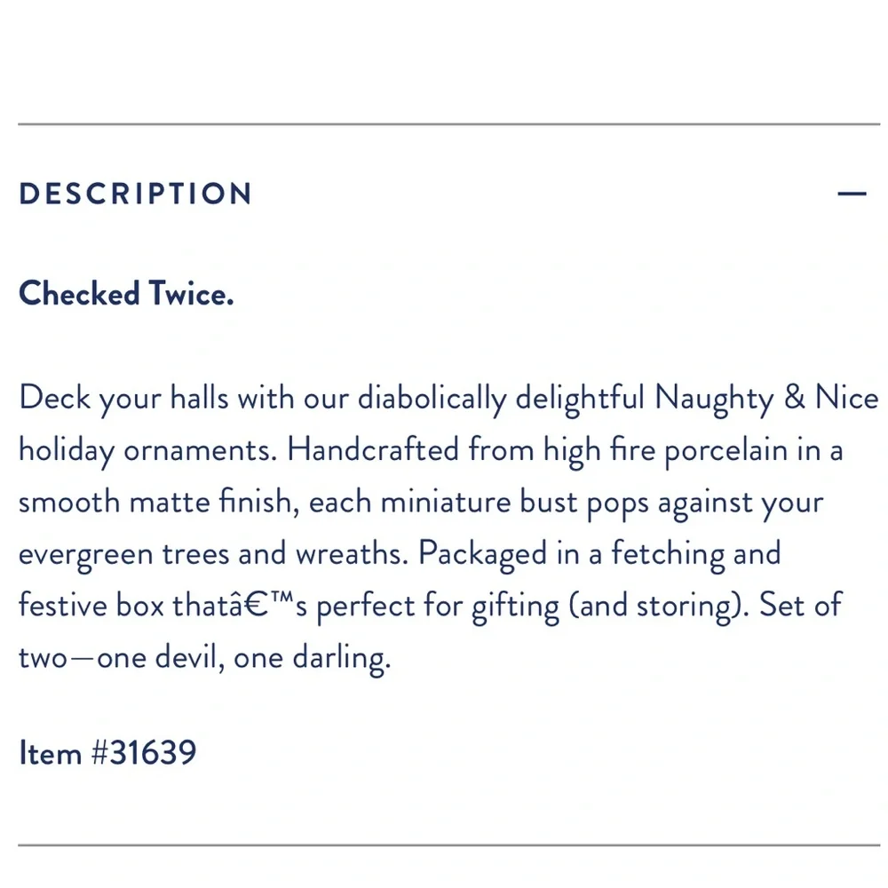 Jonathan Adler Naughty and Nice Ornaments